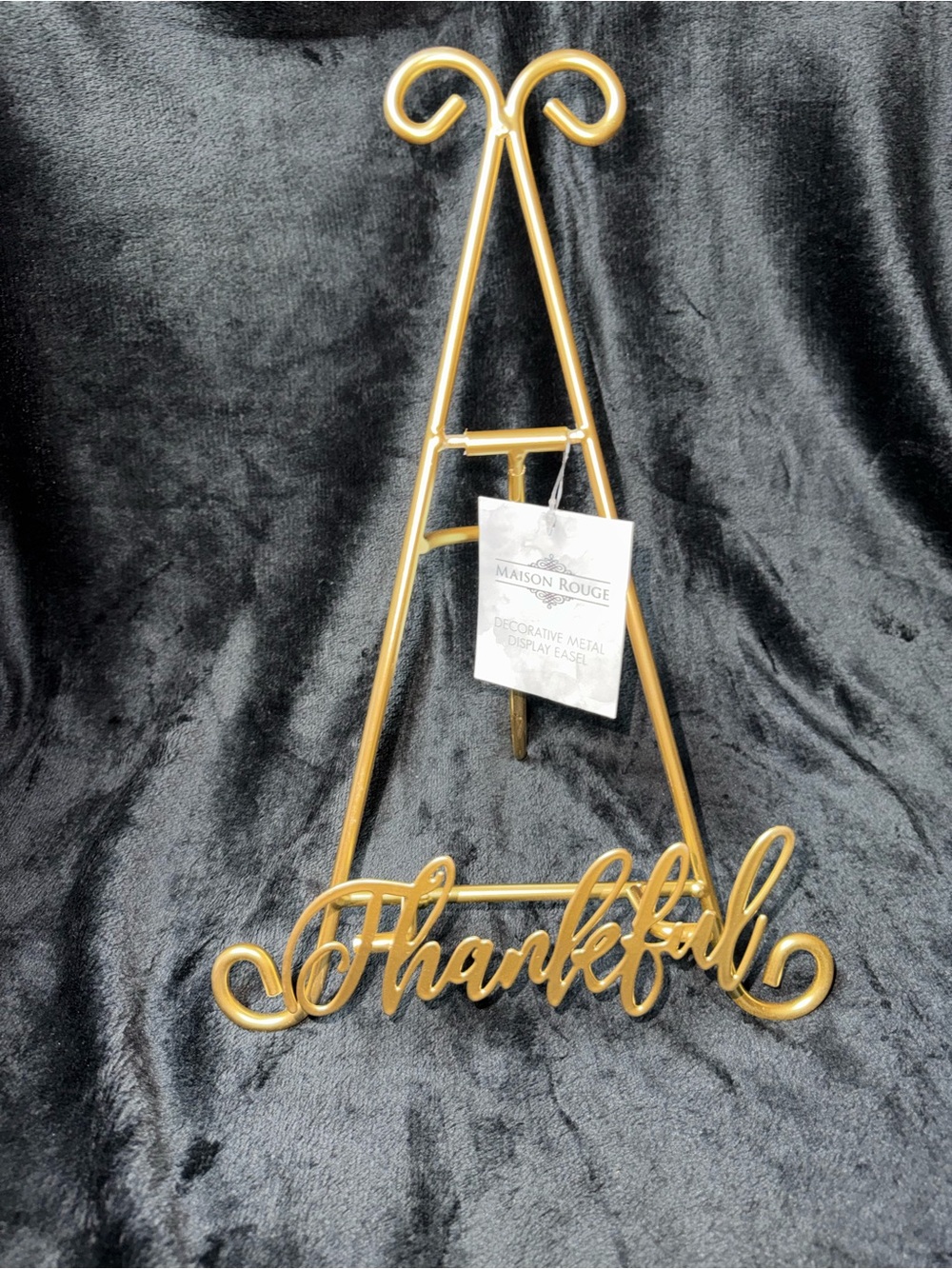 Gold "Thankful" Decorative Metal Display Easel